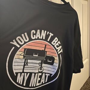 Black Graphic Men's T-Shirt with BBQ Design